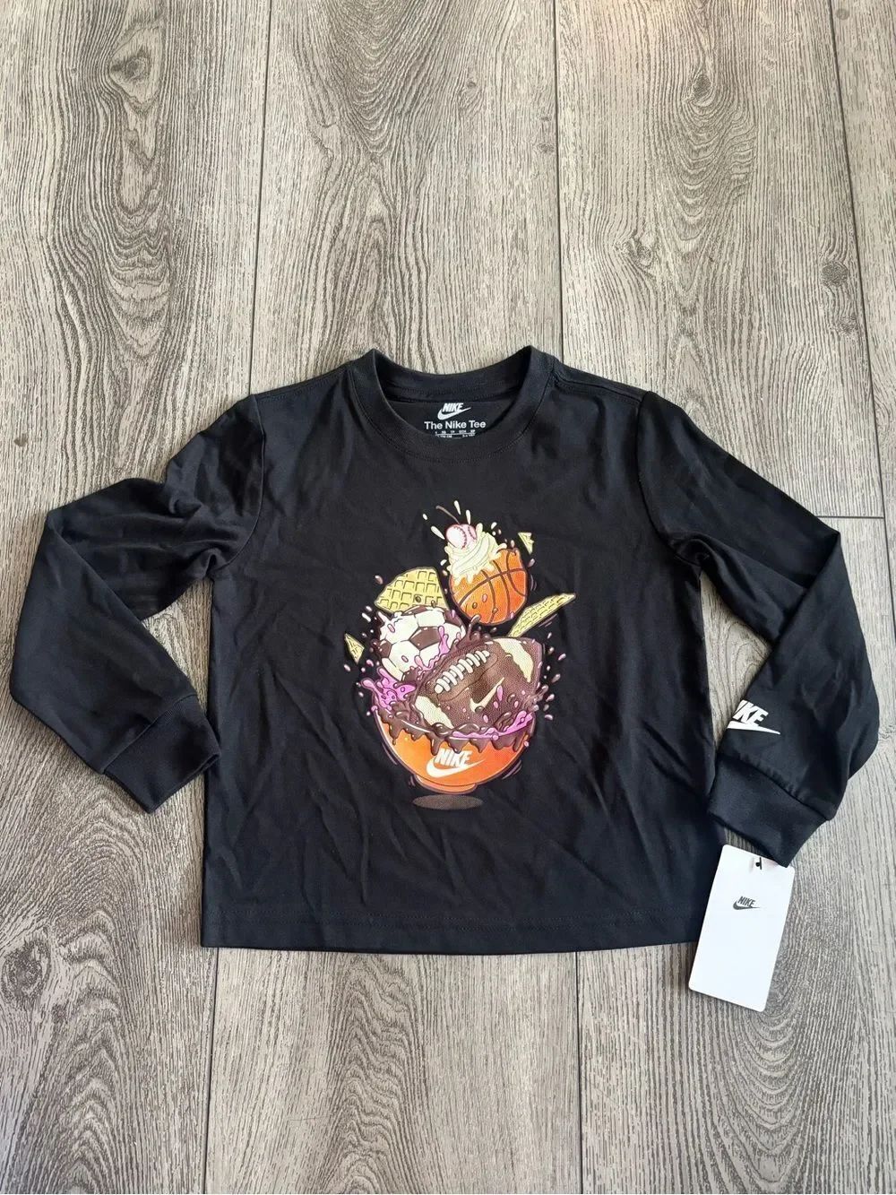 Nike Kids' Black Graphic Long-Sleeve Tee